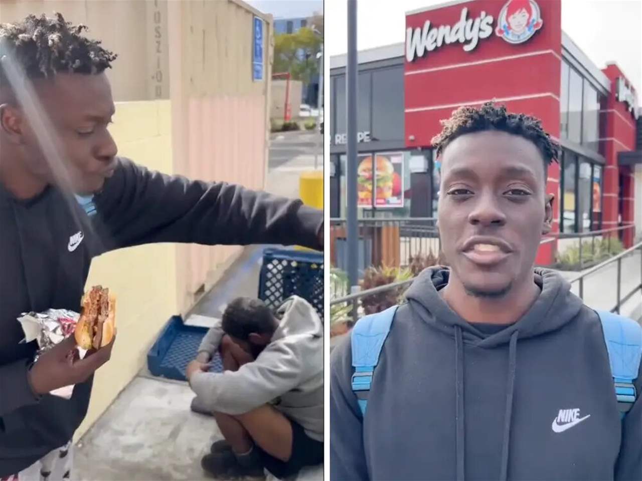 Watch a YouTuber who gave food to a homeless person and then ate it