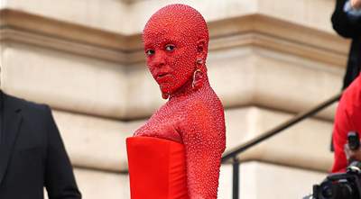 Doja Cat, a picture of &#39;Inferno,&#39; was covered in paint and 30,000 crystals at Haute Couture Week