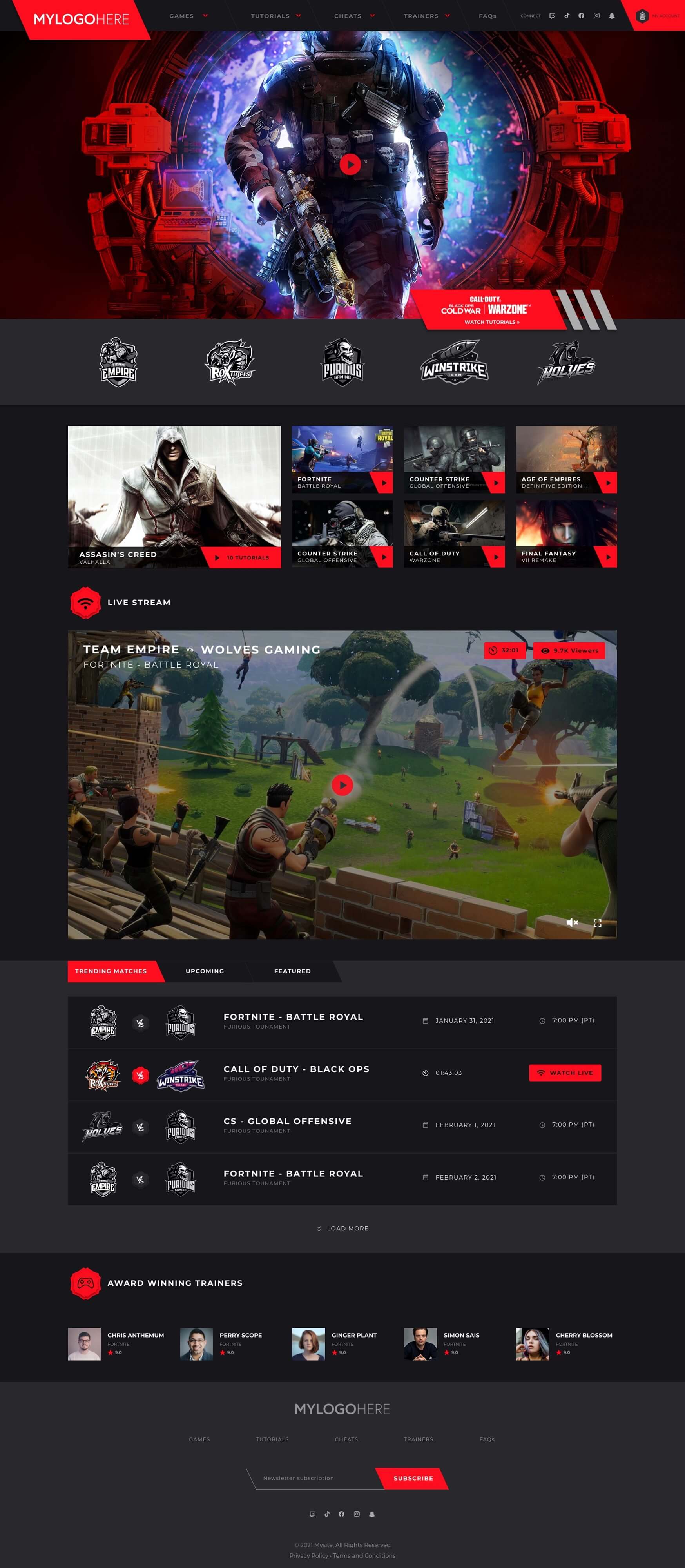 Games and e-Sports Turnkey Websites